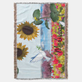 Zonnebloem Bumblebei White Dove Throw Blanket Deken (Voorkant Verticaal)