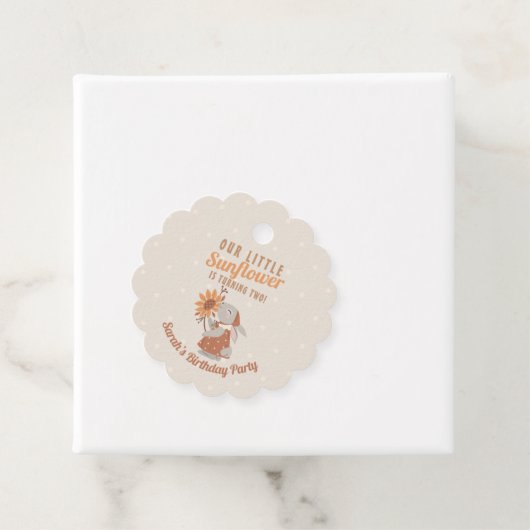 Zonnebloem Bunny Spring Birthday Bedankjes Labels (In situ)