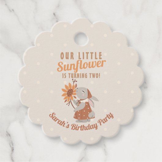 Zonnebloem Bunny Spring Birthday Bedankjes Labels (Voorkant)