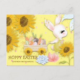 Zonnebloem Bunny Spring Hoppy Easter Yellow Feestdagenkaart