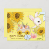 Zonnebloem Bunny Spring Hoppy Easter Yellow Feestdagenkaart (Voorkant / Achterkant)