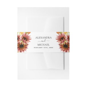 Zonnebloem Burgundy Country Waterverf Weddenschap Uitnodigingen Wikkel