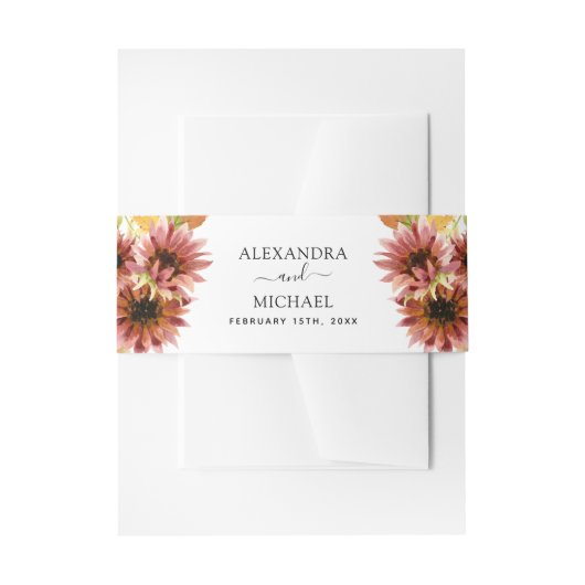 Zonnebloem Burgundy Country Waterverf Weddenschap Uitnodigingen Wikkel (Voorkant Voorbeeld)