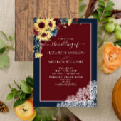 Zonnebloem Burgundy Navy Blue Wood Weduwschap Kaart