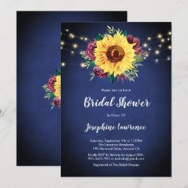 Zonnebloem Burgundy Roos Licht Navy Vrijgezellenfe Kaart