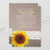 Zonnebloem Burlap, Eerste Heilige Communie Kaart (Voorkant / Achterkant)