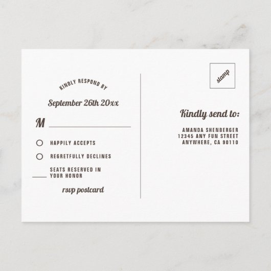 Zonnebloem Burlap en Kant Bruiloft RSVP Briefkaart (Achterkant)