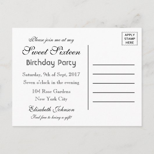 Zonnebloem Burlap & Lace Sweet 16 Verjaardag Uitno Uitnodiging Briefkaart (Achterkant)