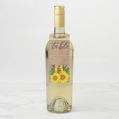 Zonnebloem Burlap Rustisch weddenschapsnummer Flessenhanger (Op fles)