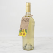 Zonnebloem Burlap Rustisch weddenschapsnummer Flessenhanger (Schuin)