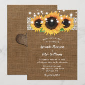 Zonnebloem Burlap Wedding Invitations Kaart (Voorkant / Achterkant)