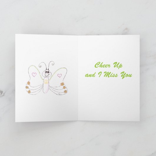 Zonnebloem Butterflies Kop op Wenskaart Kaart (Binnen)