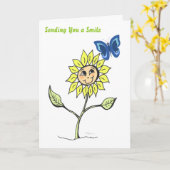 Zonnebloem Butterflies Kop op Wenskaart Kaart (Gele Bloem)