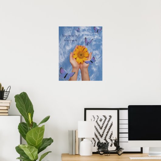 Zonnebloem Butterflies Poster (Thuiskantoor)