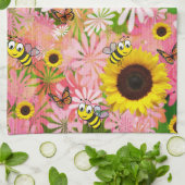 Zonnebloem Butterfly Bumblebee Kitchen Towel Theedoek (Gevouwen)