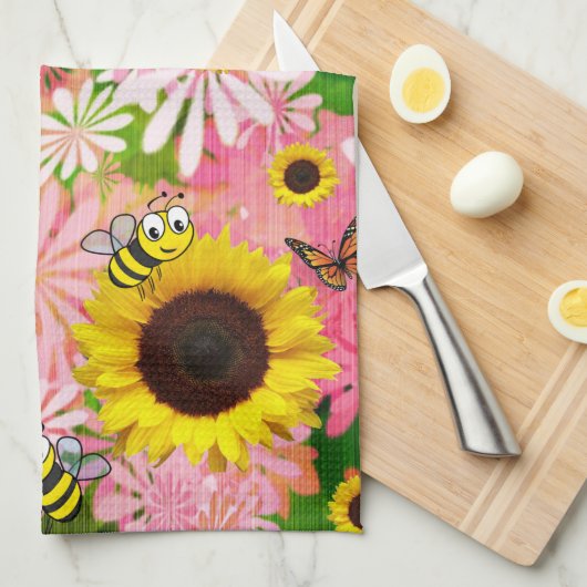 Zonnebloem Butterfly Bumblebee Kitchen Towel Theedoek (Quarter Fold)