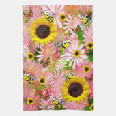 Zonnebloem Butterfly Bumblebee Kitchen Towel Theedoek (Verticaal)