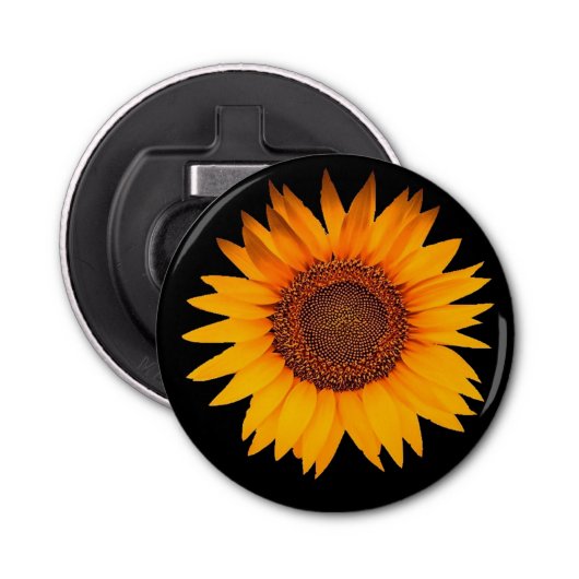 Zonnebloem Button Flesopener (Voorkant)
