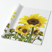 Zonnebloem Buttterfly Matte Wrapping Paper Cadeaupapier (Uitgerold)
