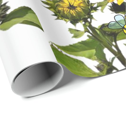 Zonnebloem Buttterfly Matte Wrapping Paper Cadeaupapier (Rol Hoek)