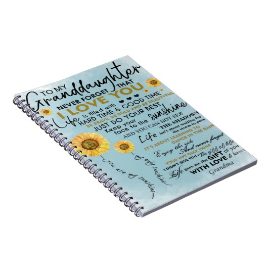 Zonnebloem cadeau aan mijn kleindochter notitieboek (Rechterzijde)