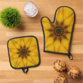 zonnebloem caleidoscoop ovenwant & pannenlap set (Top down)