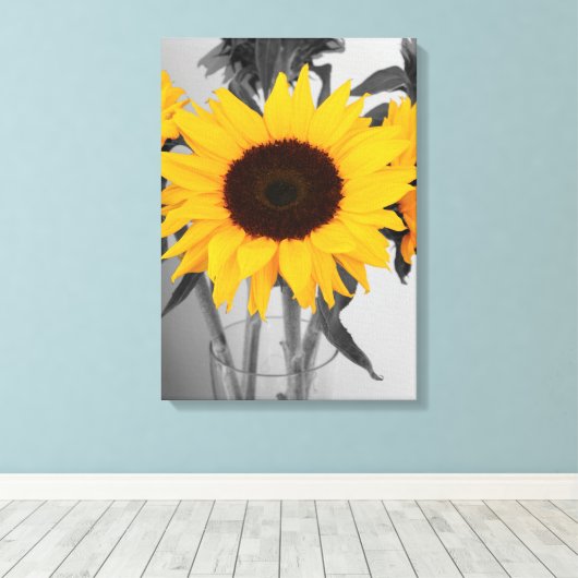 Zonnebloem Canvas Afdruk (Insitu (Houten vloer))