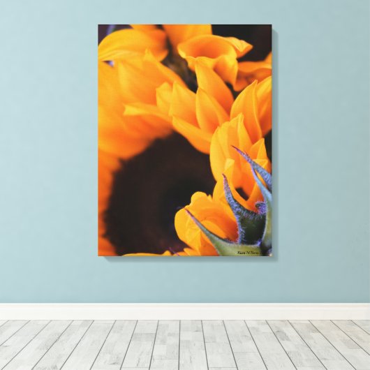 Zonnebloem Canvas Afdruk (Insitu (Houten vloer))