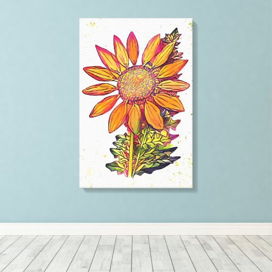 Zonnebloem Canvas Afdruk (Insitu (Houten vloer))