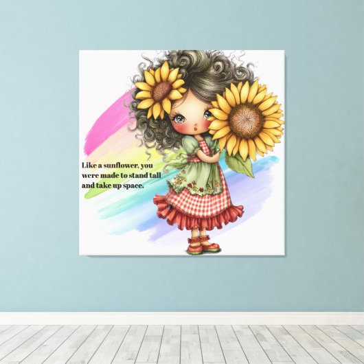 Zonnebloem Canvas Afdruk (Insitu (Houten vloer))