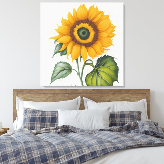 Zonnebloem Canvas Afdruk (Insitu (Slaapkamer))