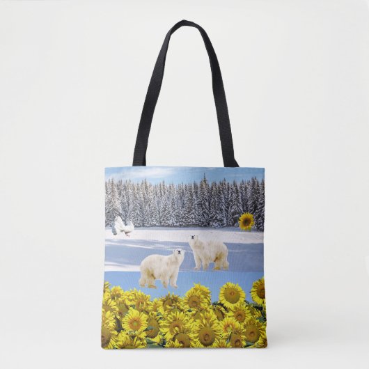 Zonnebloem Canvas tas van pootse Beer (Voorkant)