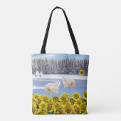 Zonnebloem Canvas tas van pootse Beer (Achterkant)
