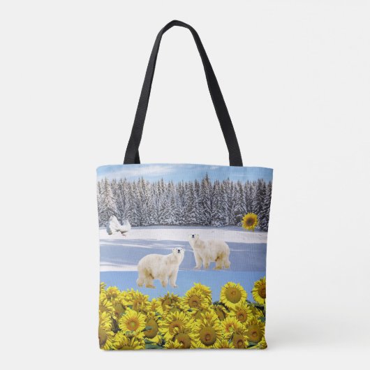 Zonnebloem Canvas tas van pootse Beer (Achterkant)