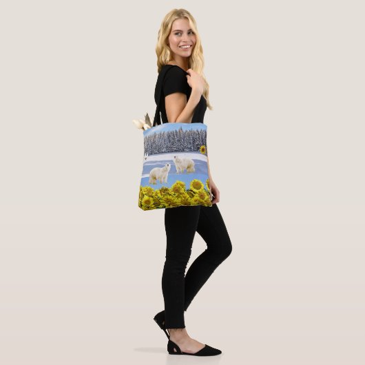 Zonnebloem Canvas tas van pootse Beer (Op model)