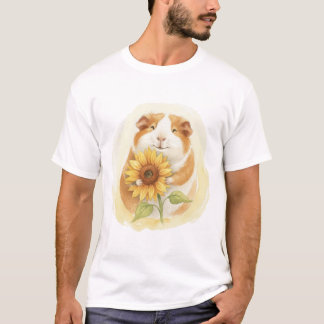Zonnebloem Cavia – Zachte Aquarel TinyFur T-shirt