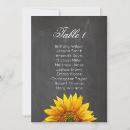 Zonnebloem. Chalkboard bloemen bruiloft zithoek gr Kaart