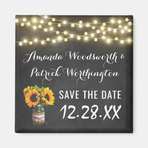 Zonnebloem Chalkboard Country Rustic Save the Date Magneet