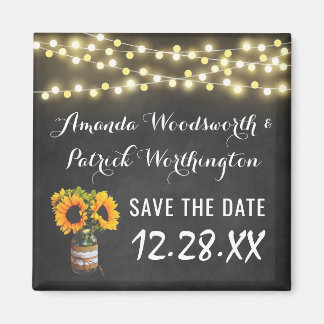 Zonnebloem Chalkboard Country Rustic Save the Date Magneet