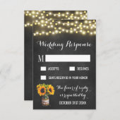 Zonnebloem Chalkboard Country Weddenschap RSVP-kaa RSVP Kaartje (Voorkant / Achterkant)