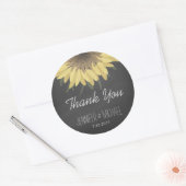 Zonnebloem Chalkboard Rustic Wedding Bedankt Ronde Sticker (Envelop)