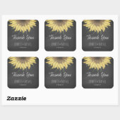 Zonnebloem Chalkboard Rustic Wedding Bedankt Vierkante Sticker (Vel)
