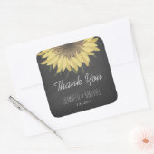 Zonnebloem Chalkboard Rustic Wedding Bedankt Vierkante Sticker (Envelop)