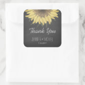 Zonnebloem Chalkboard Rustic Wedding Bedankt Vierkante Sticker (Tas)