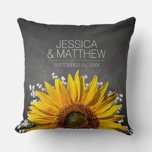 Zonnebloem Chalkboard Weddenschap Sierkussen (Voorkant)