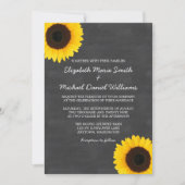 Zonnebloem Chalkboard Wedding Invitations Kaart (Voorkant)