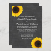 Zonnebloem Chalkboard Wedding Invitations Kaart (Voorkant / Achterkant)