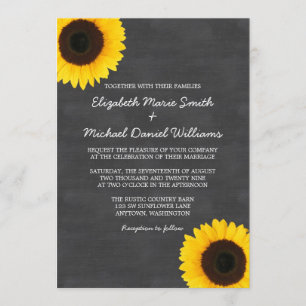 Zonnebloem Chalkboard Wedding Invitations Kaart