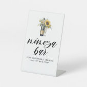 Zonnebloem & Champagne Mimosa Bar Teken Reclamebord Met Voetstuk (Voorkant)