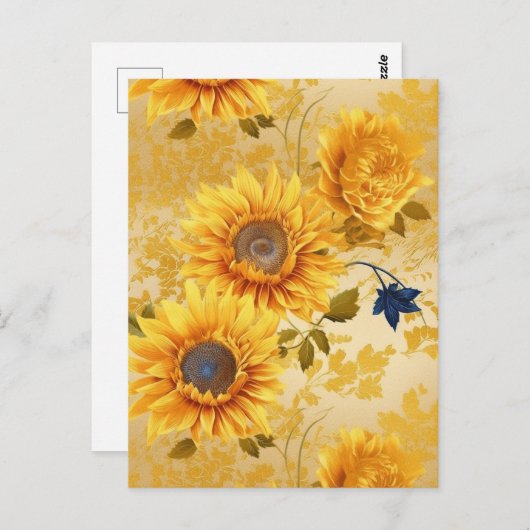 Zonnebloem Chiyogami Briefkaart (Voorkant / Achterkant)